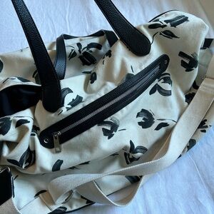A New Day Large Floral Cream/Black/Blue Duffel Bag